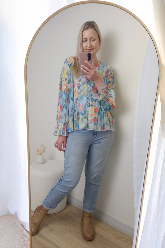 Chiffon Alex Top - Blue Monet