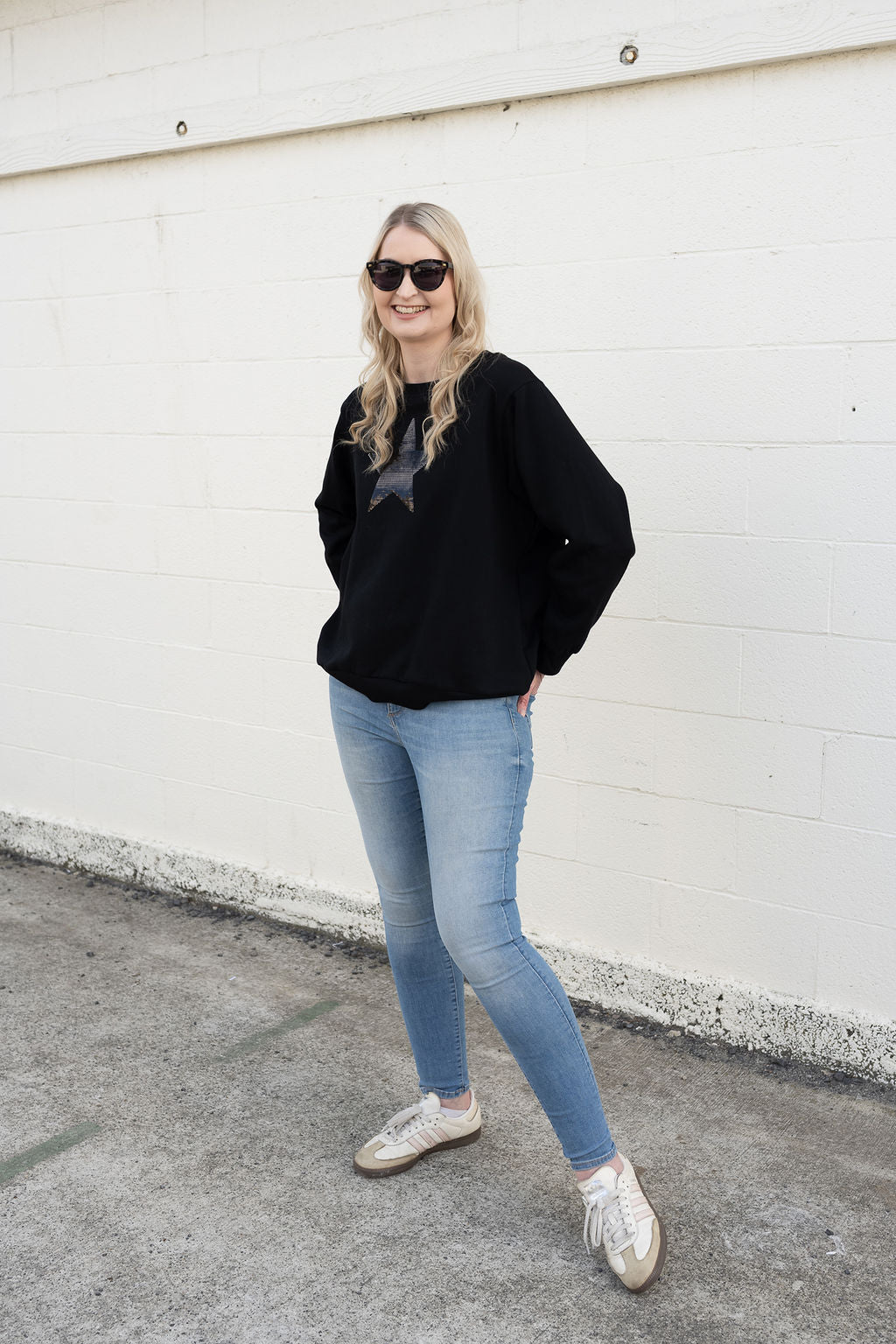 Star Sequin Sweat - Black
