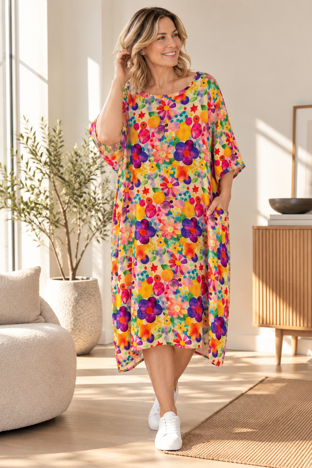 Confetti Bloom - Curvier Smock Dress