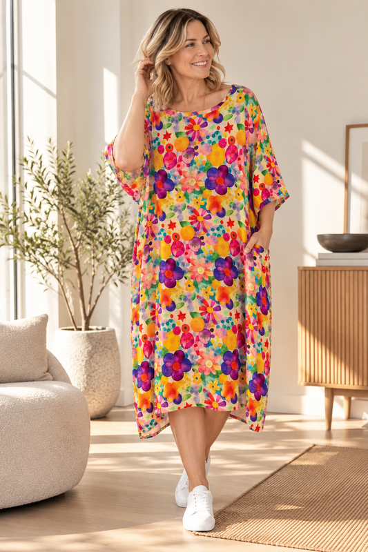 Confetti Bloom - Curvier Smock Dress