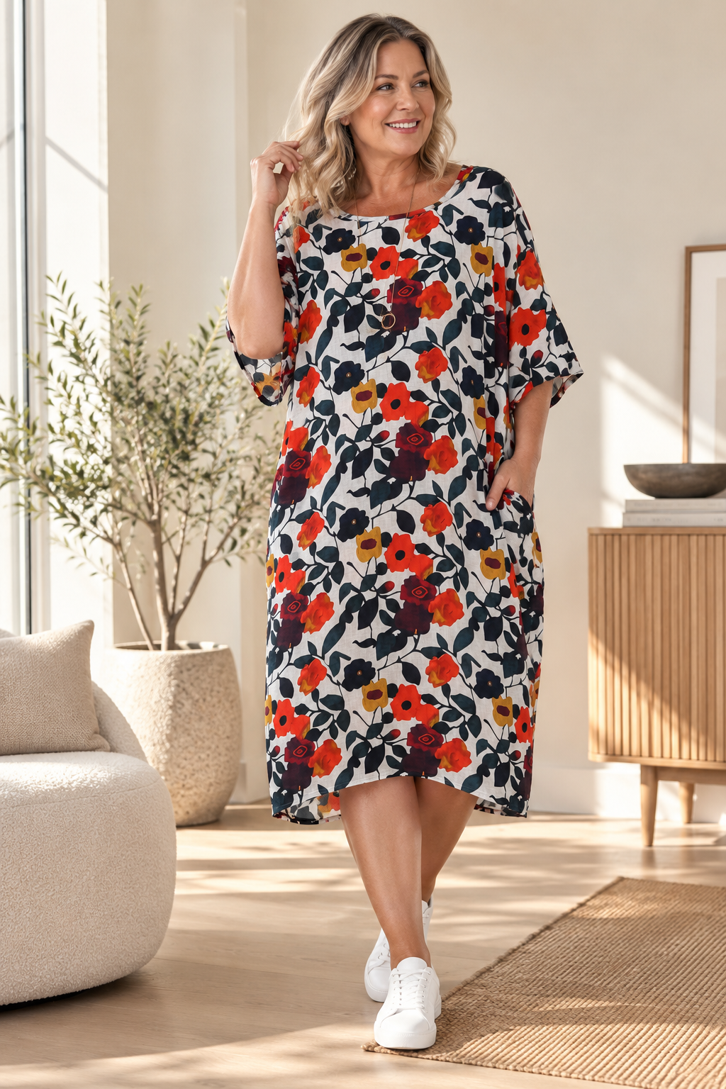 Rosarium Floral - Curvier Smock Dress