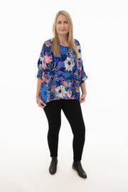 Peacock Floral Draped Top - Solid Collection