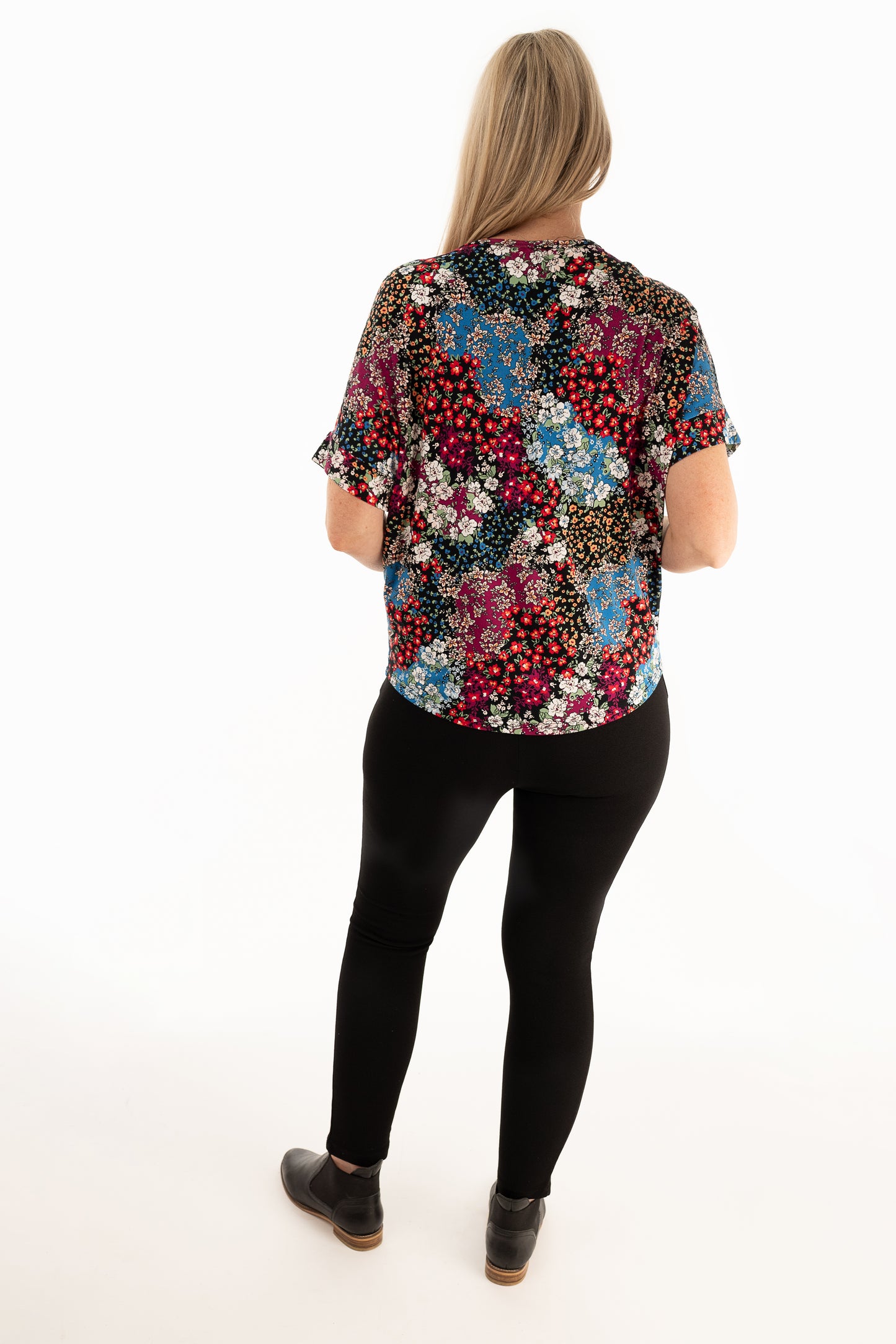 Falling Tee -Patchwork Posy