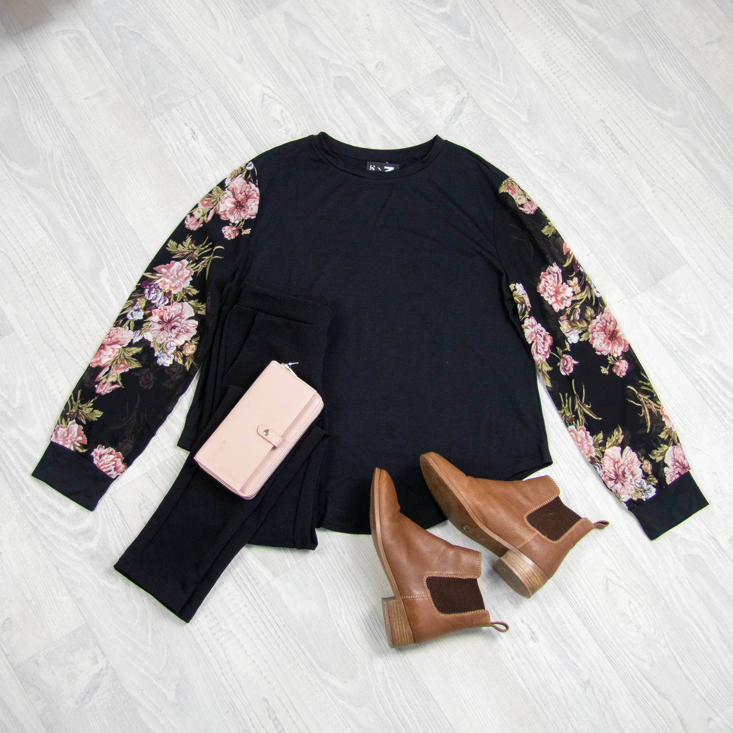 Floral Sleeve Claudette Top