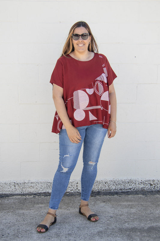 Wine - Geo Frill Tee