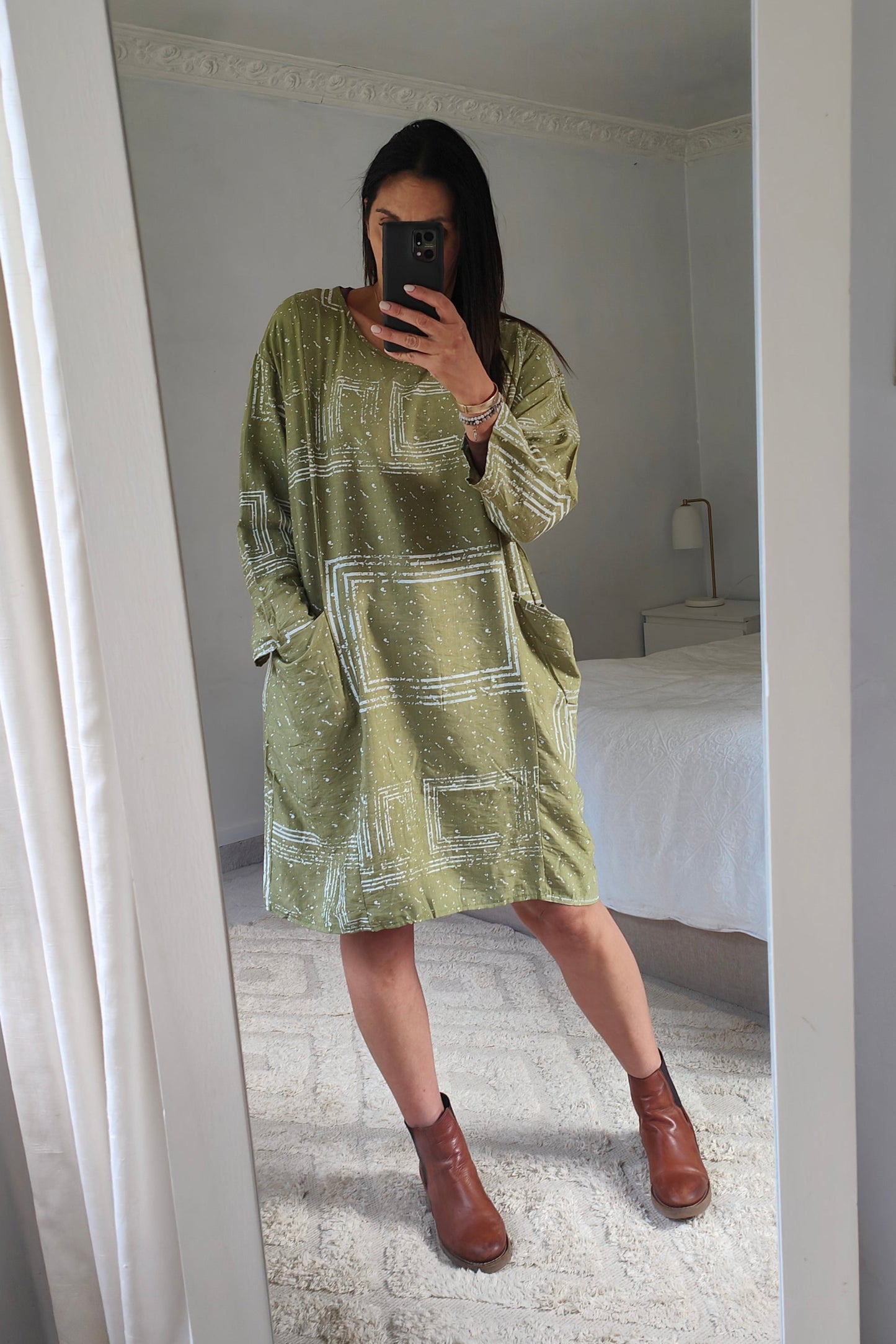 Geo Tunic/Dress - Green Tea