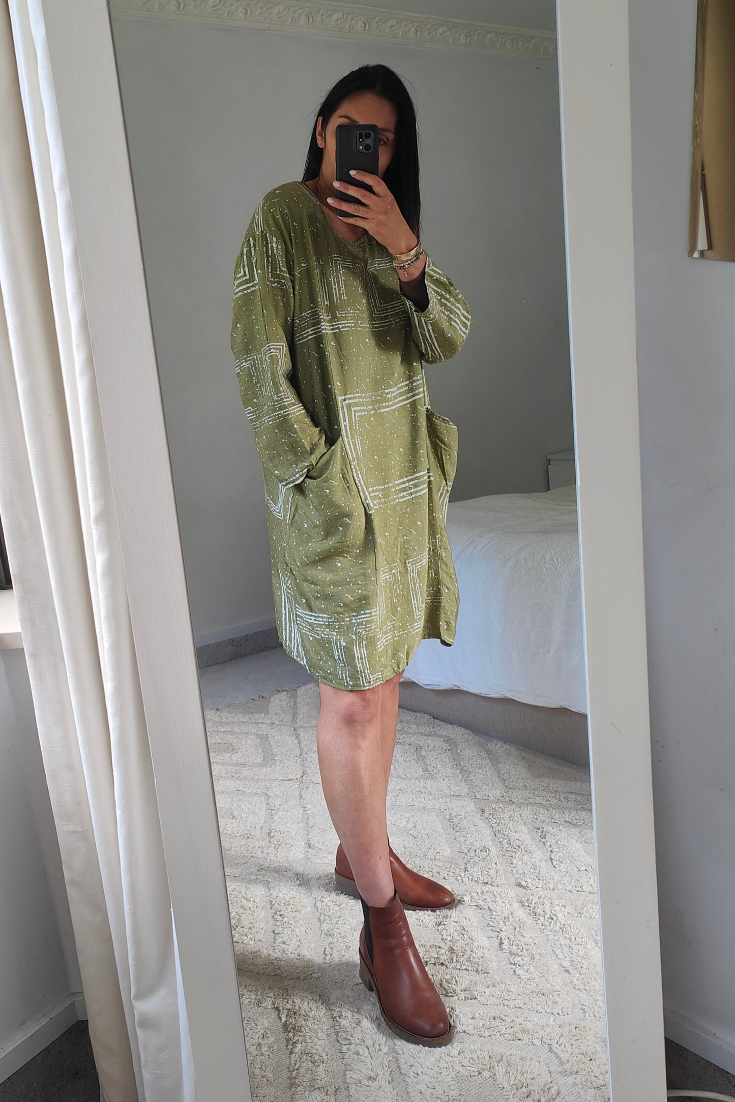 Geo Tunic/Dress - Green Tea