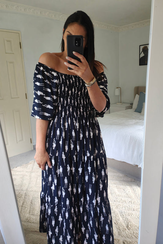 Shirred Bust Soph Maxi - Navy Silhouette