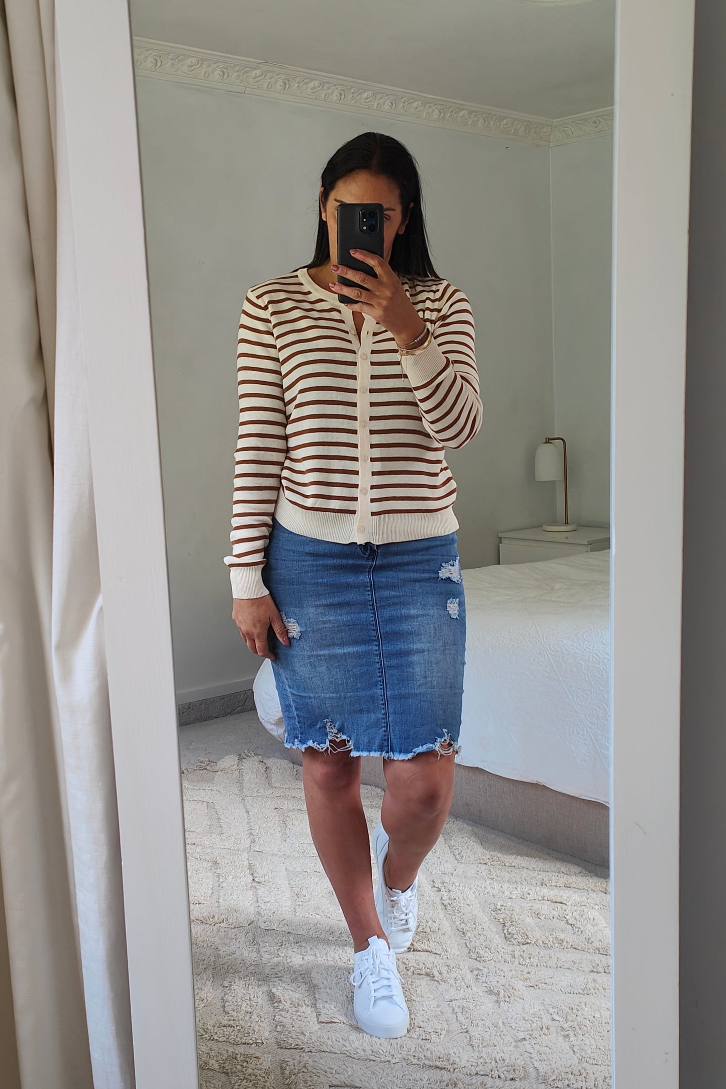 Tan/Cream - Brigitte Button-Up Cardigan