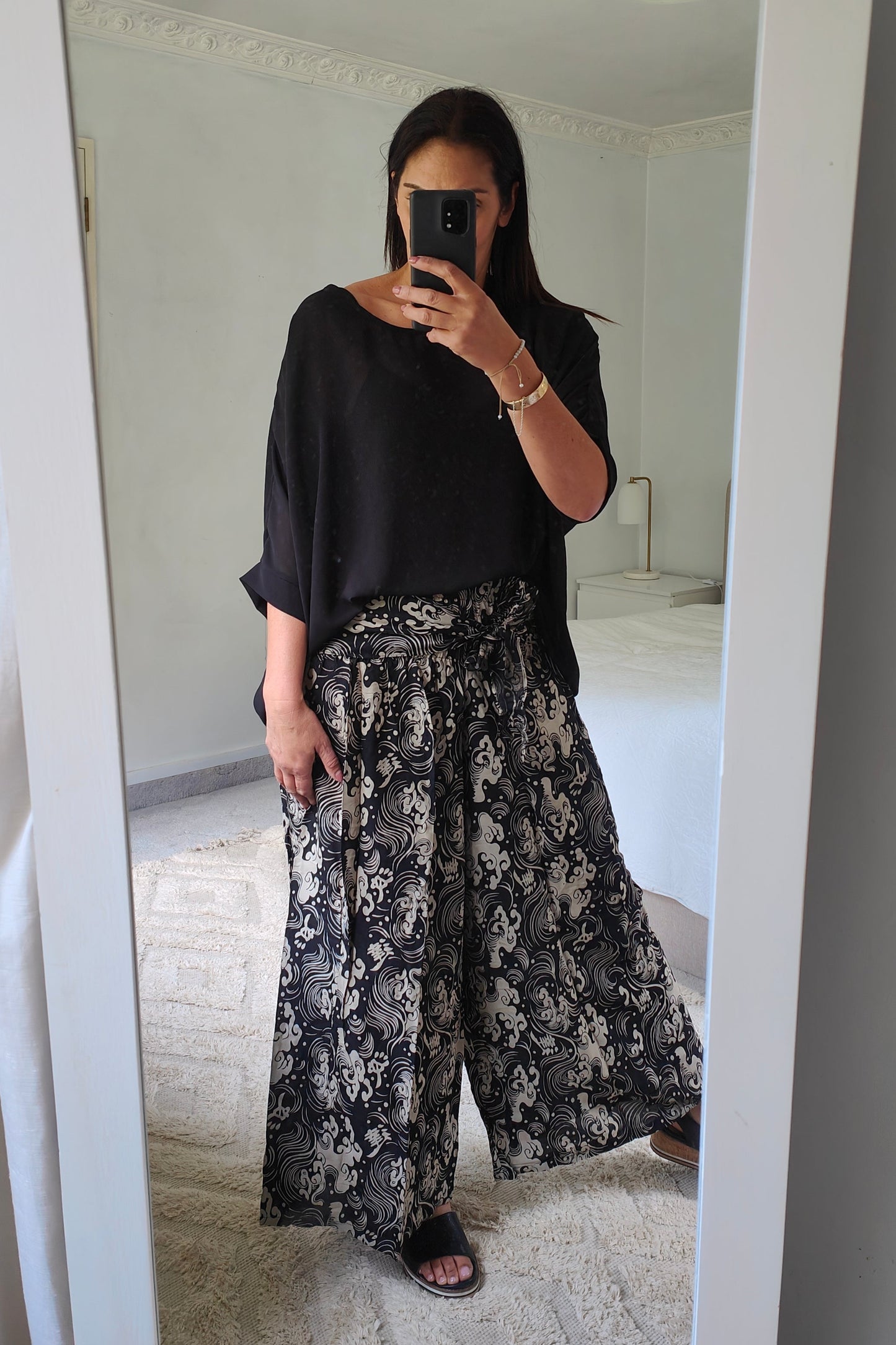 Loose Tie Palazzo Pants - Mystic Wave