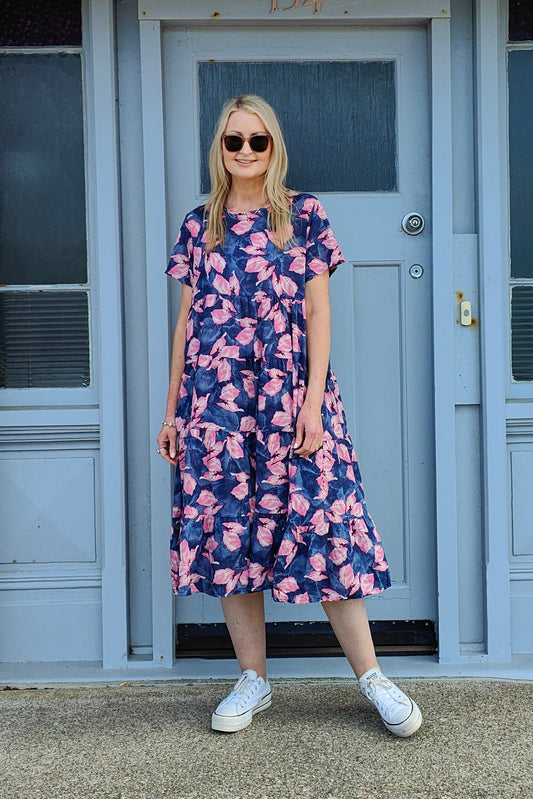 Nula Dress - Blue/Pink Floral