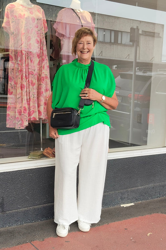 Silky Niamh Capsule Tie Top - Apple Green