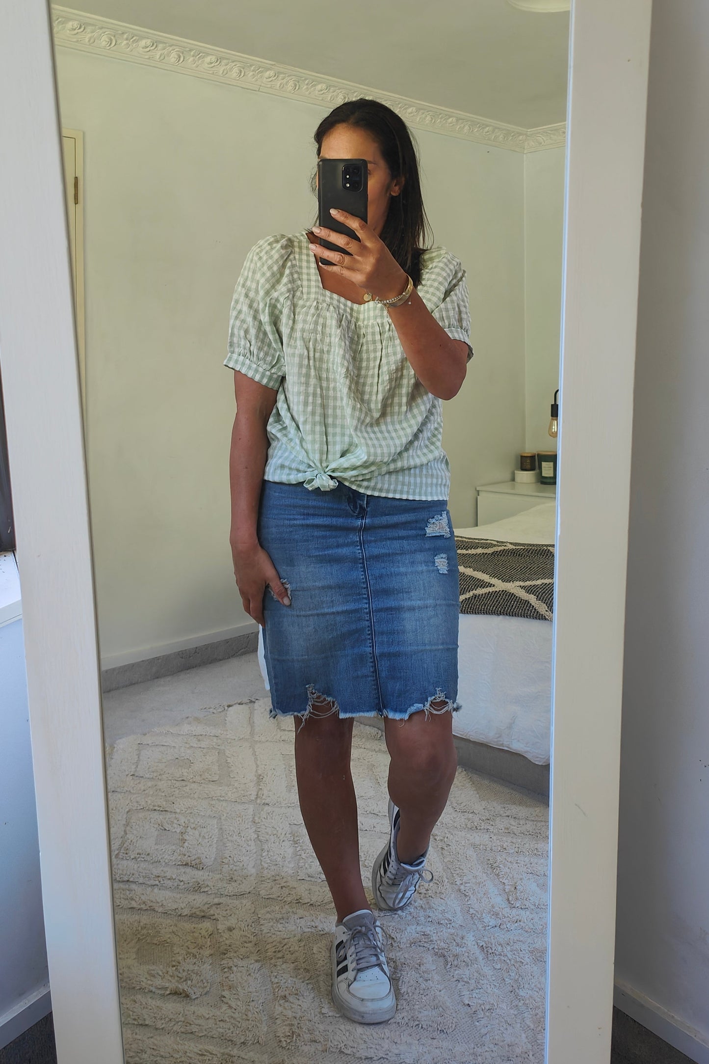 Elsie Gingham Top - Green