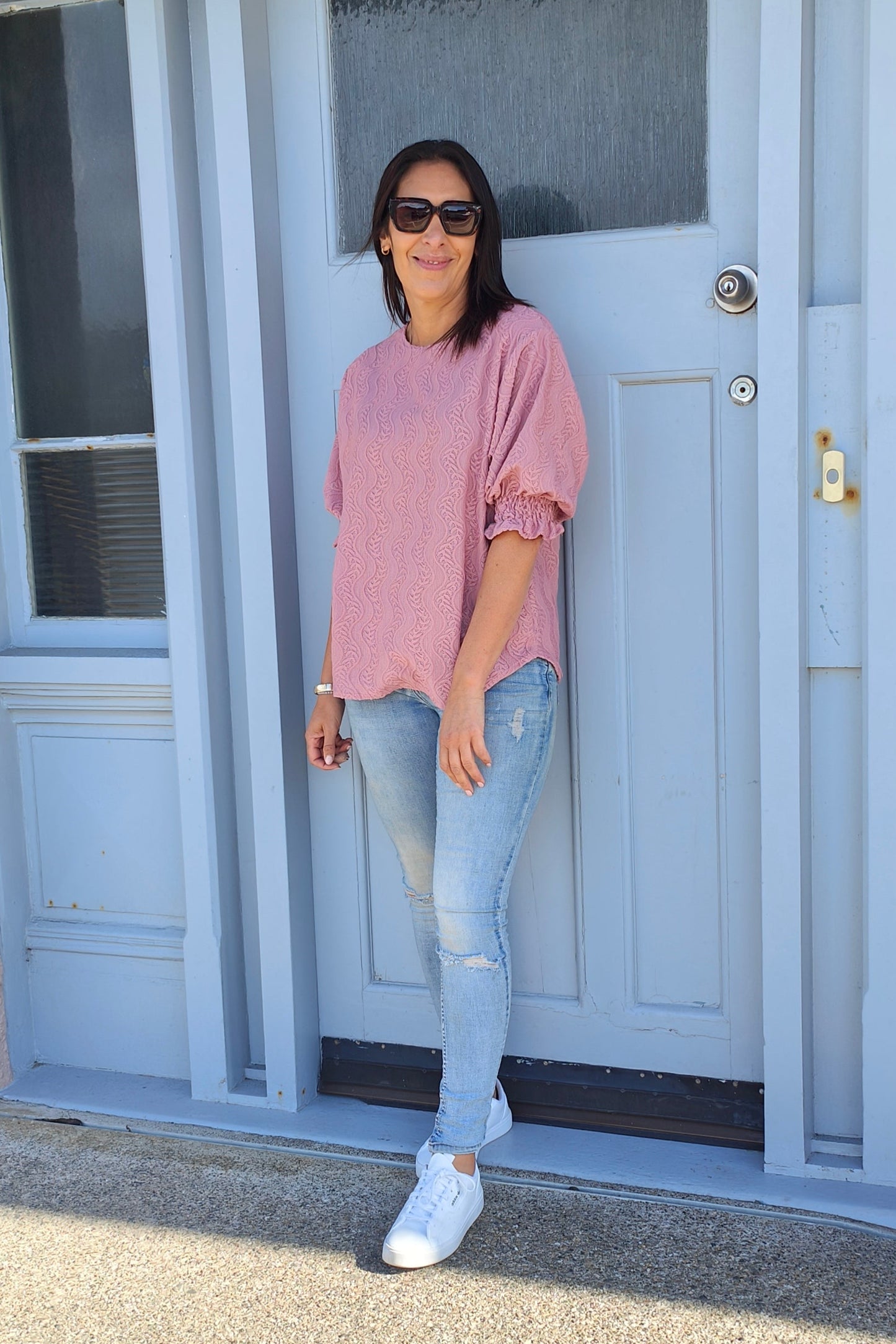 Textured Lillibet Top - Rose