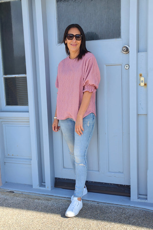 Textured Lillibet Top - Rose