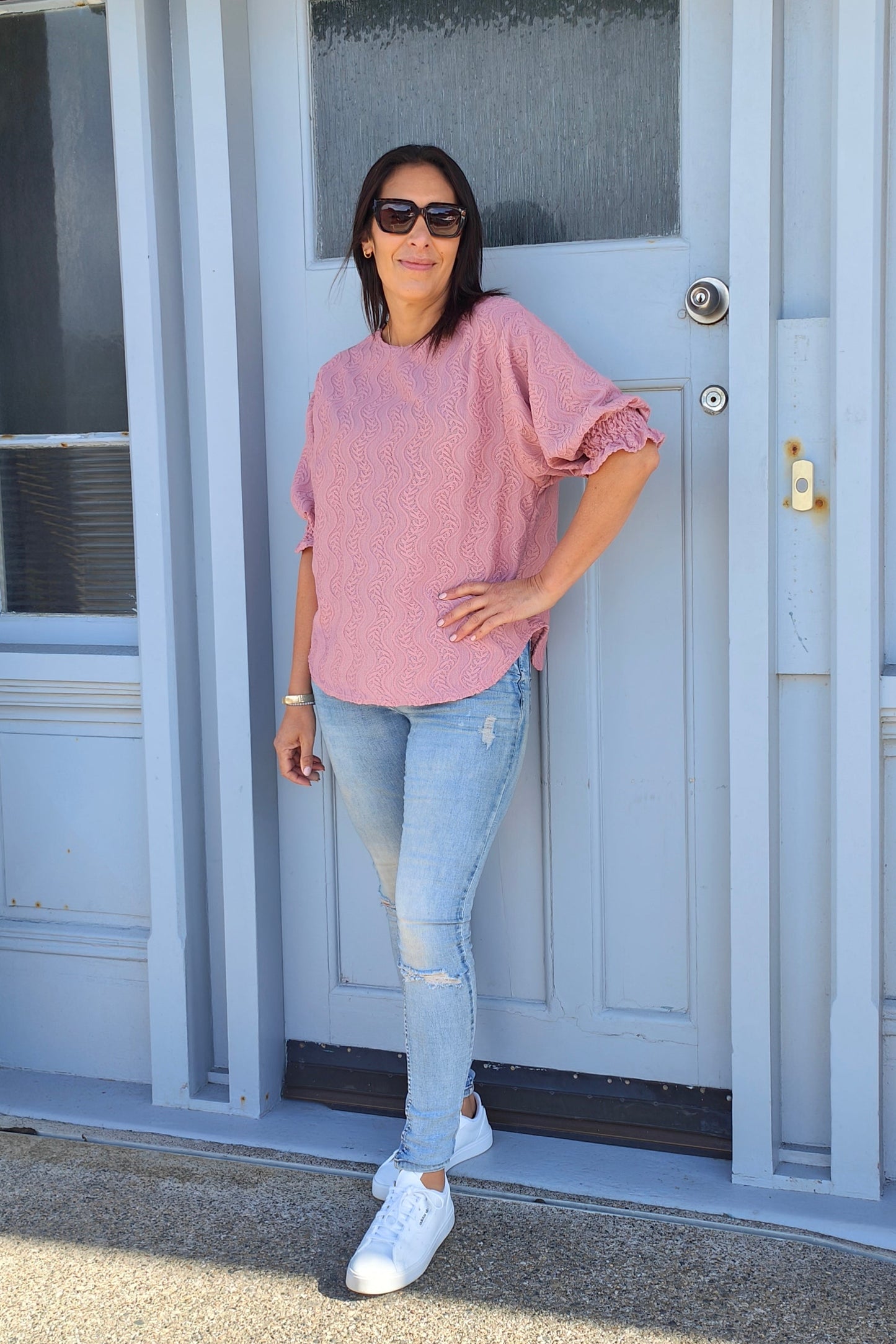 Textured Lillibet Top - Rose