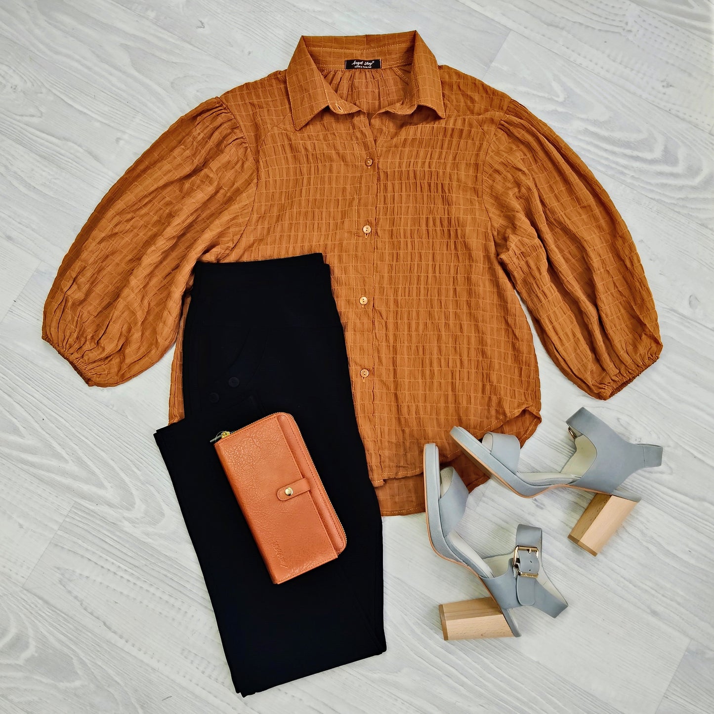Copper - Textured Mercy Puff Sleeve Shirt