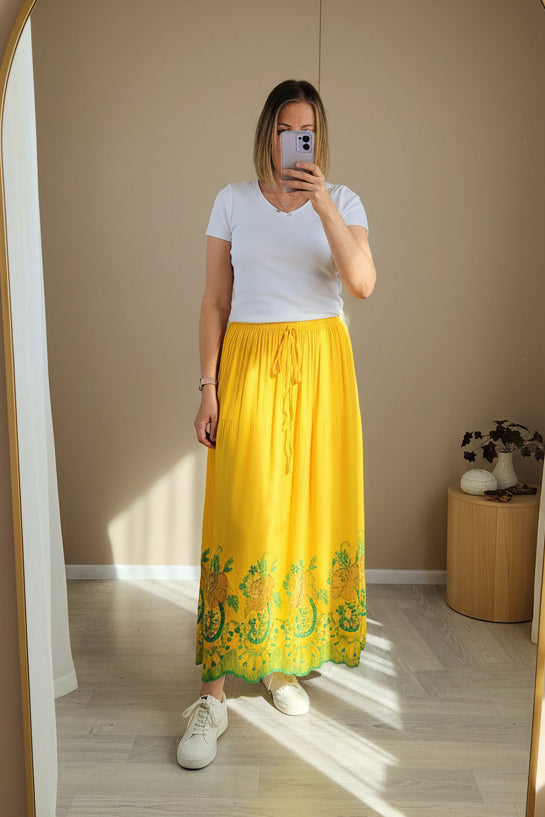 Margot Embroidered Skirt - Yellow