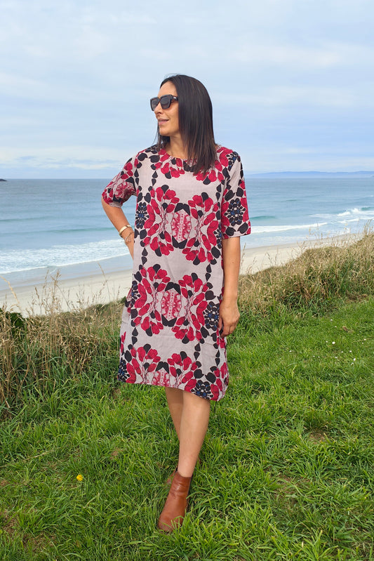 Bold Red & Black Shape - Smock Dress