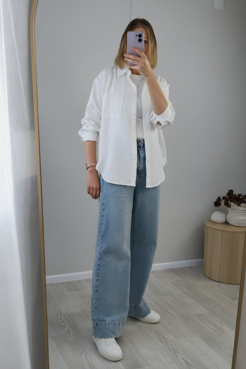 White - Lace Pocket Mirabel Pinstripe Shirt