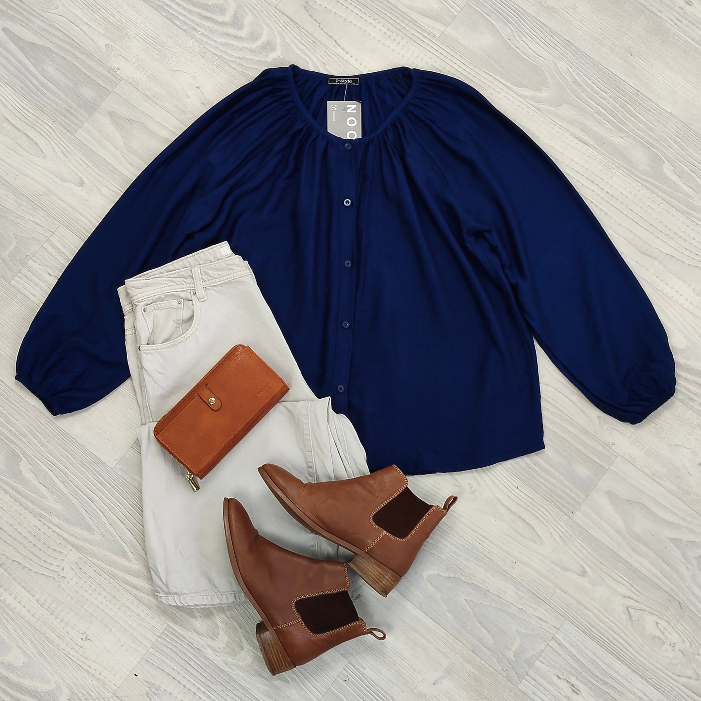 Marley Peasant Top - Navy