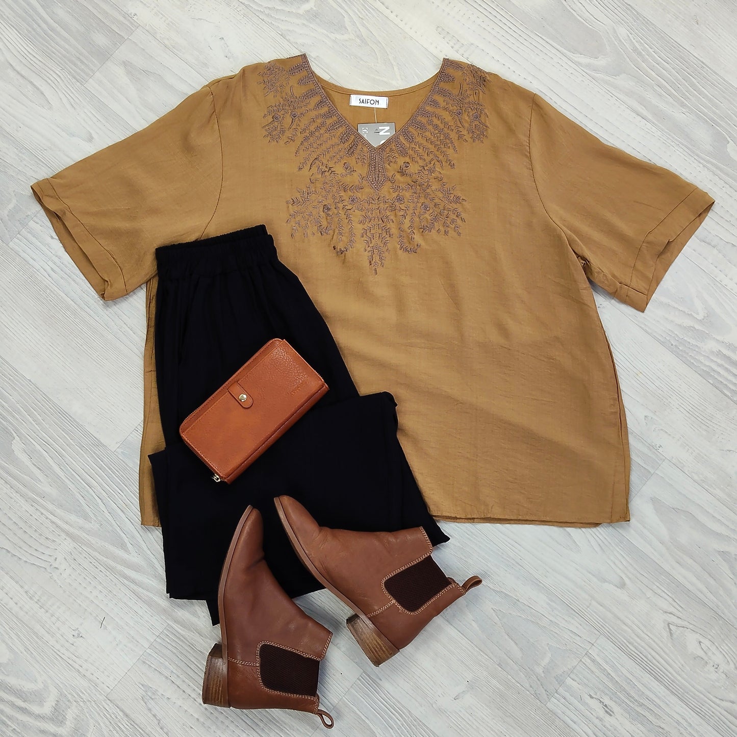 Boho Embroidered Soren top - Copper