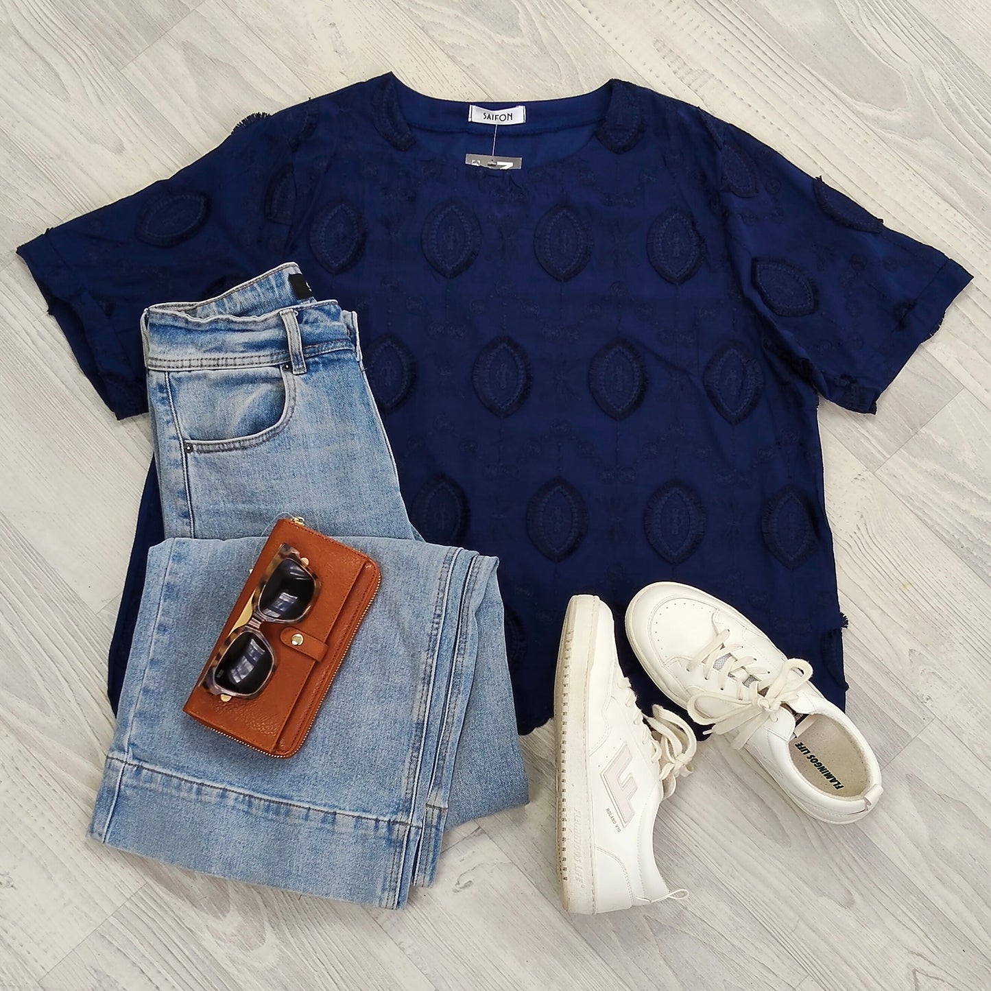 Navy Delicate Embroidery top