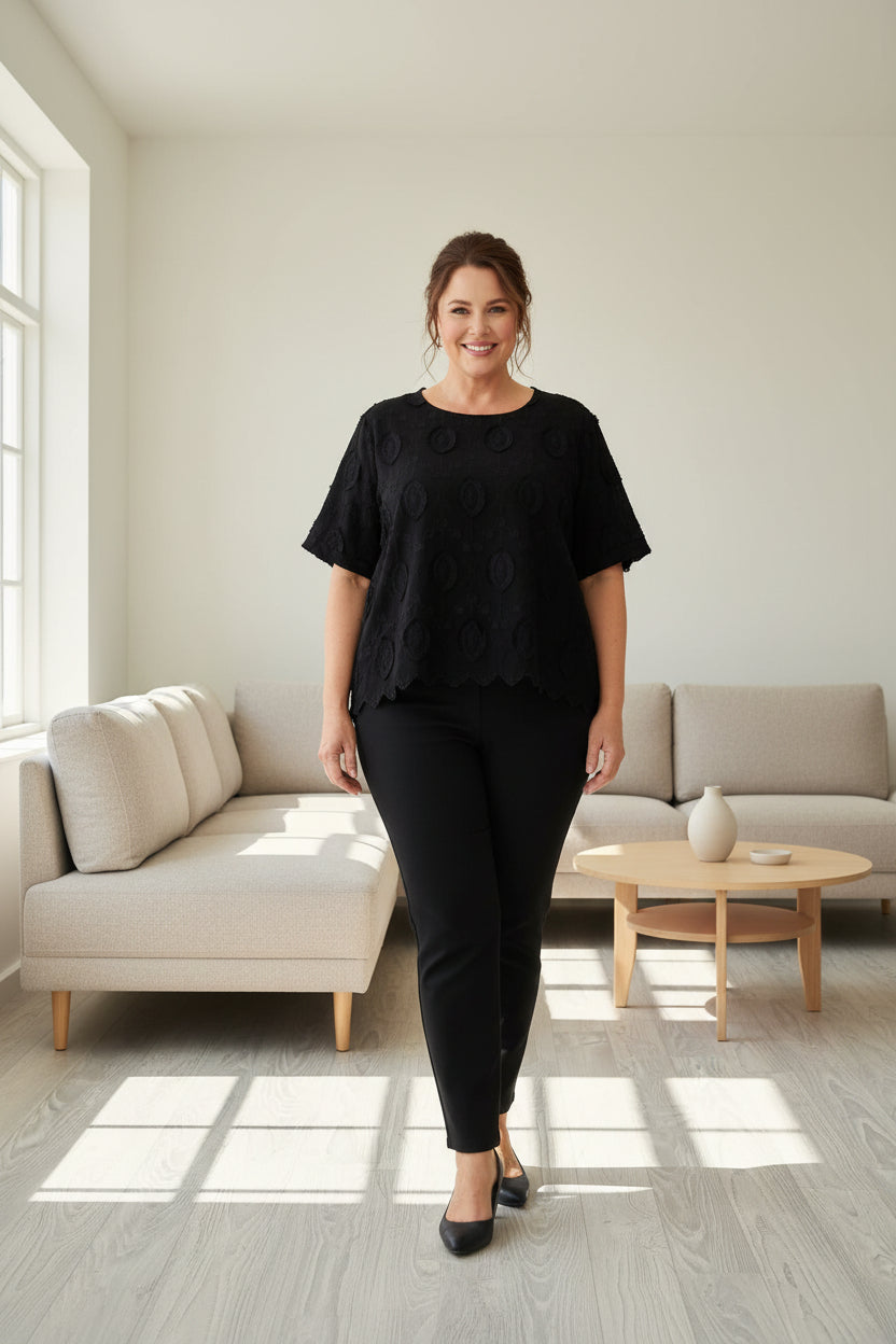 Black Delicate Embroidery top
