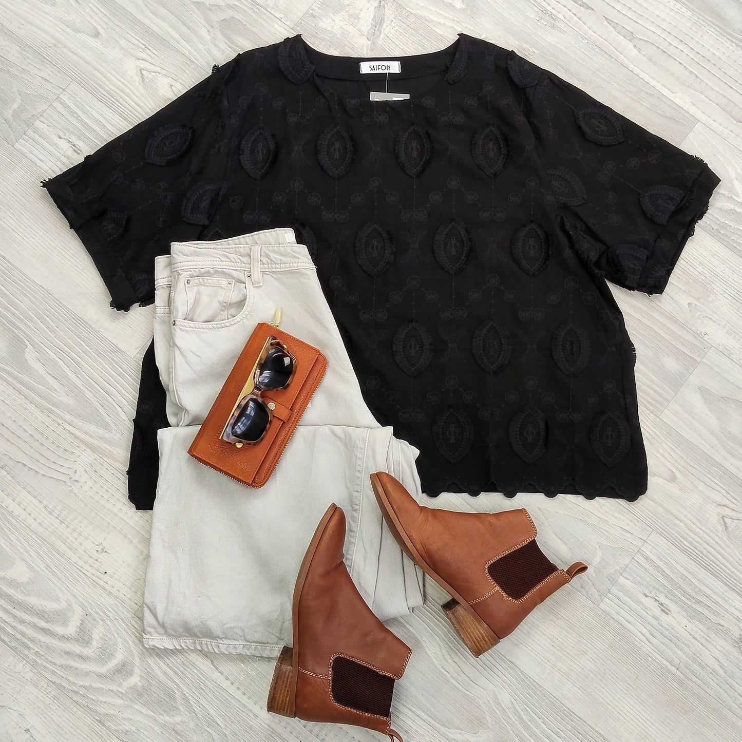 Black Delicate Embroidery top