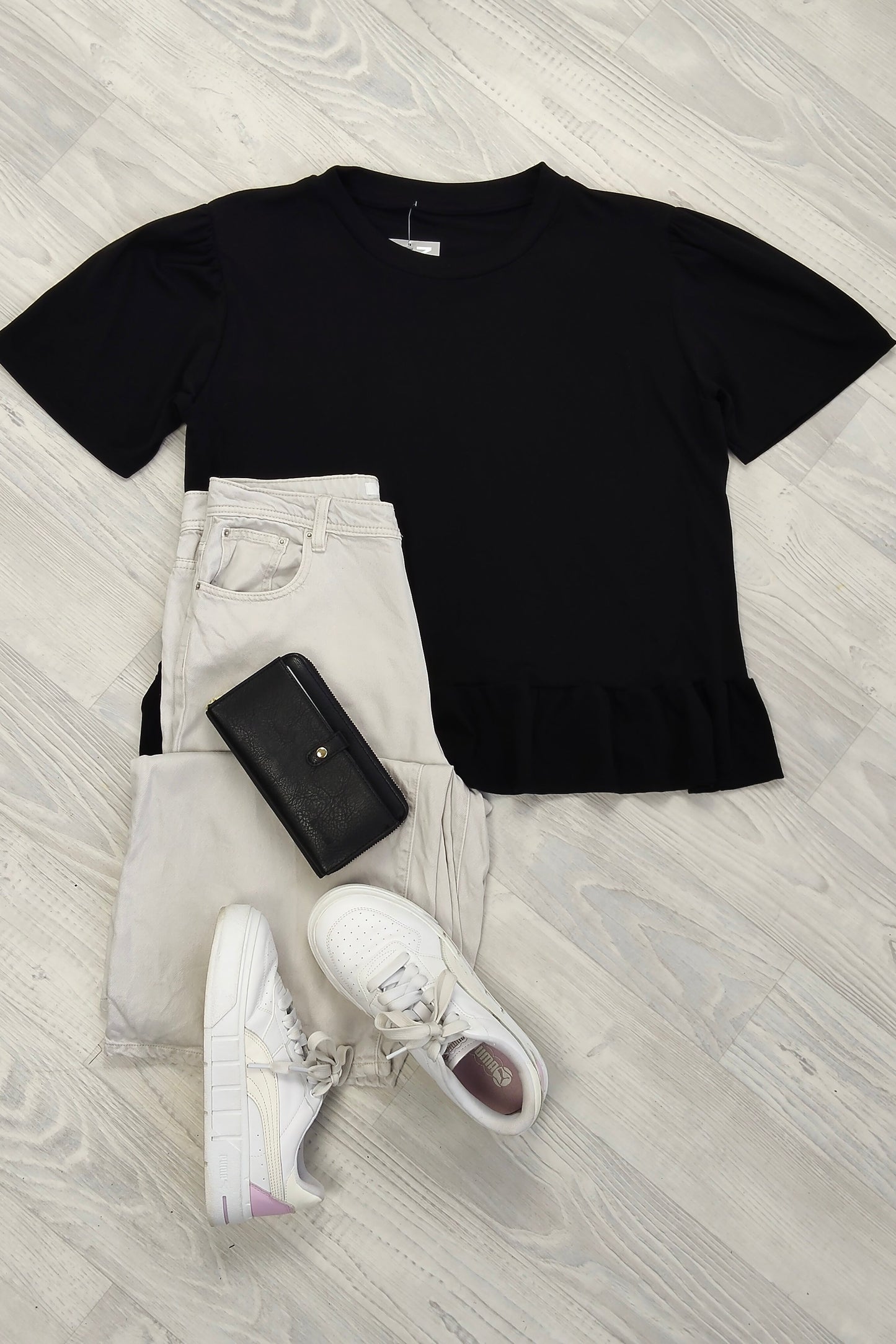 Lyla Ruffle Tee - Black
