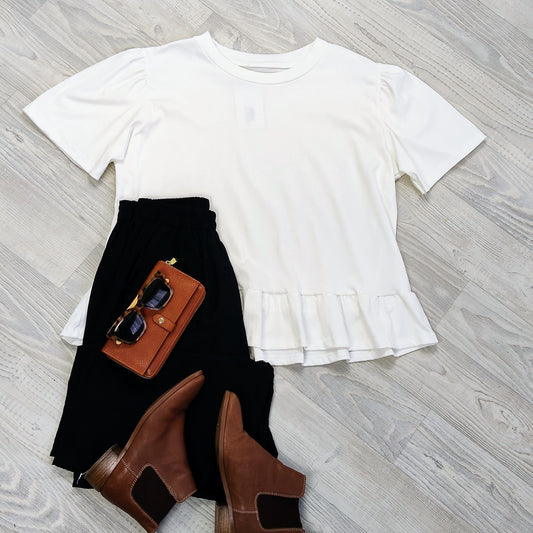 Lyla Ruffle Tee - White