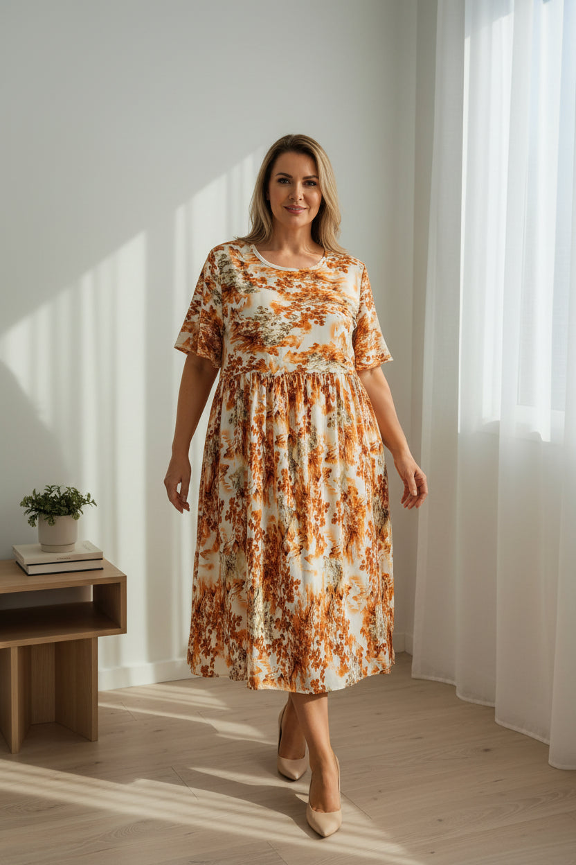 Burnt Orange - Vintage China  Dress