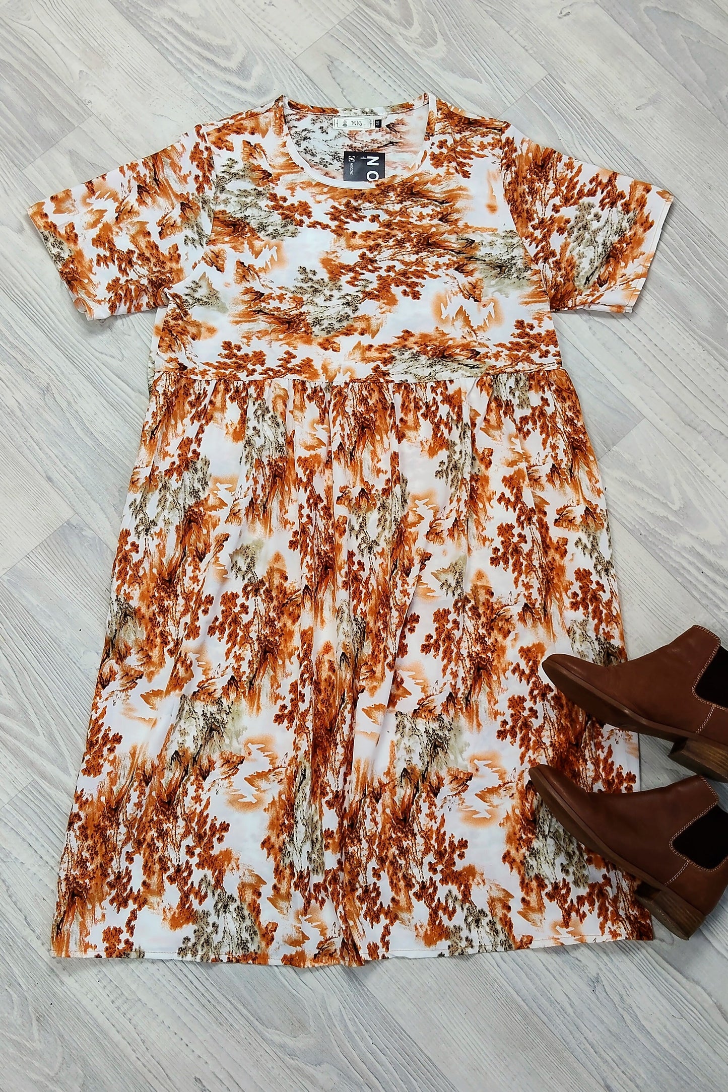 Burnt Orange - Vintage China  Dress