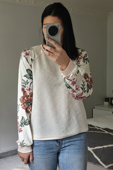 Floral Sleeve Lina Top - Ivory