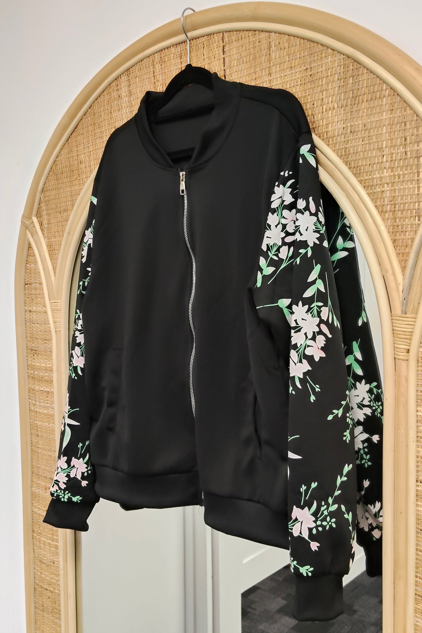 Emmerline Floral Zip Up - Black