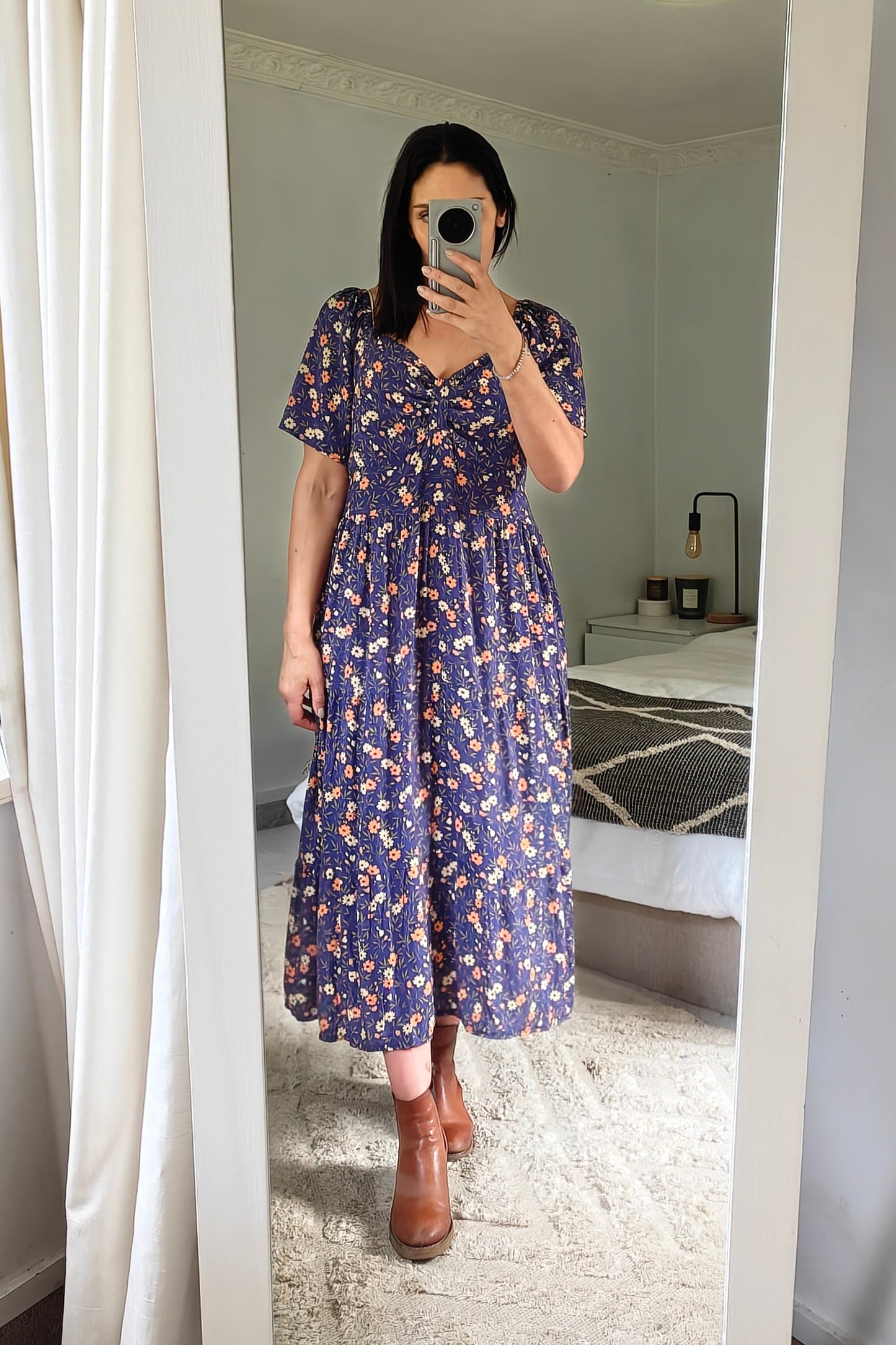 Sweetheart Solstice Dress - Indigo Floral