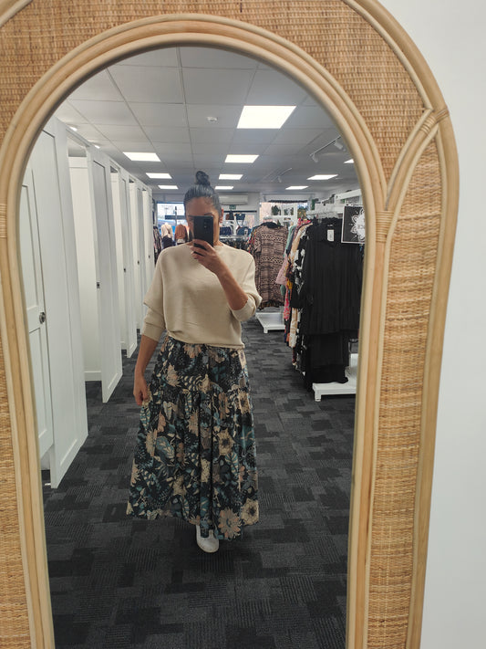 Tiered Victoria Maxi Skirt - Soft Teals