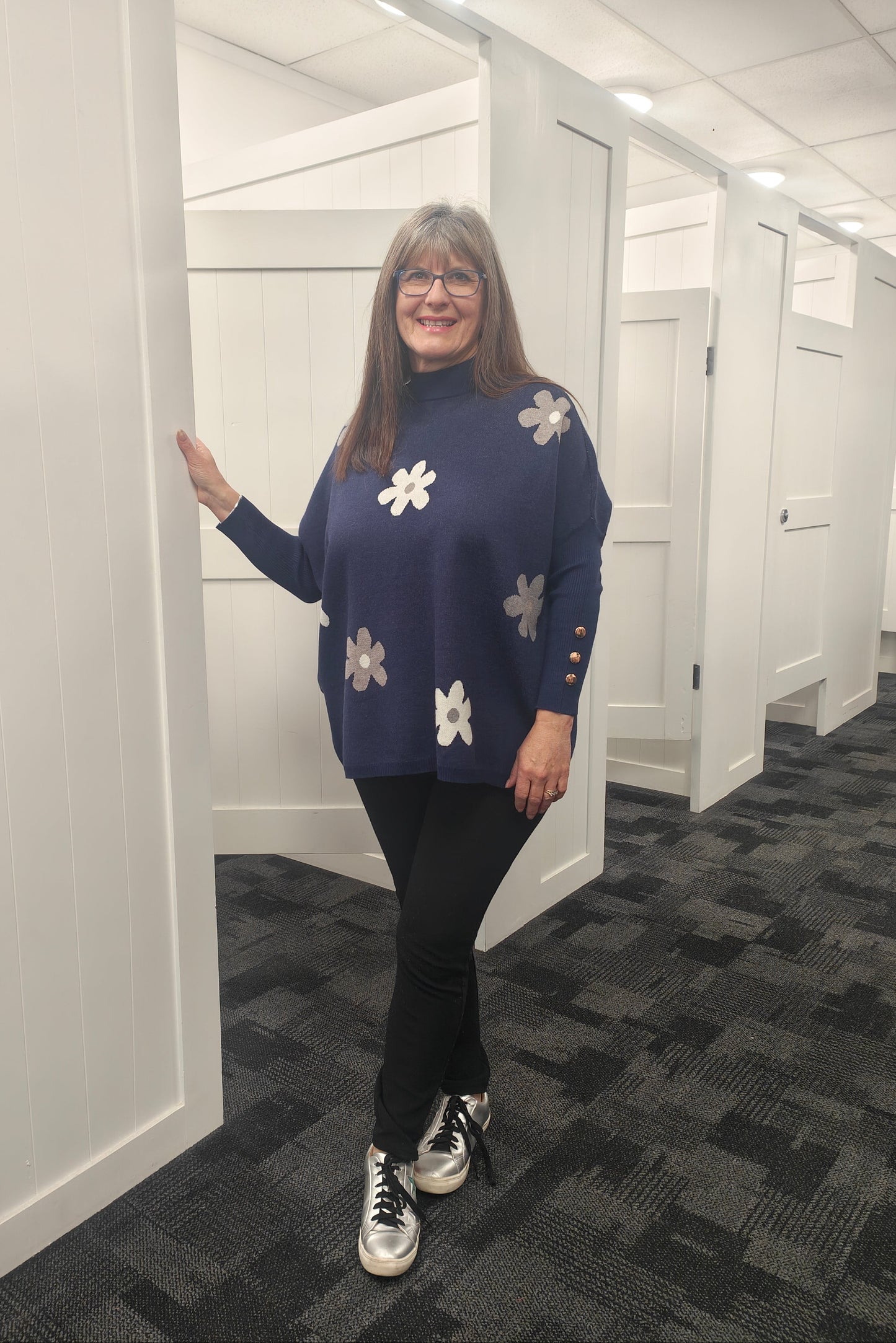 Navy - Oversized Daisy Sweater