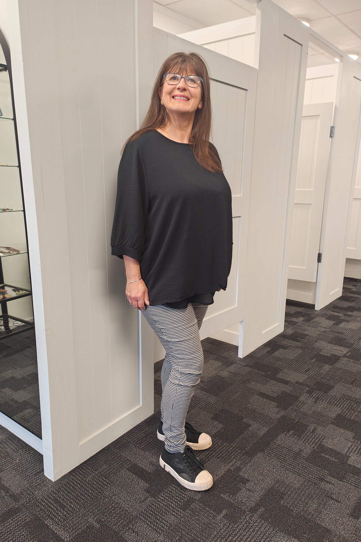 Plain Draped Izzy Top - Black
