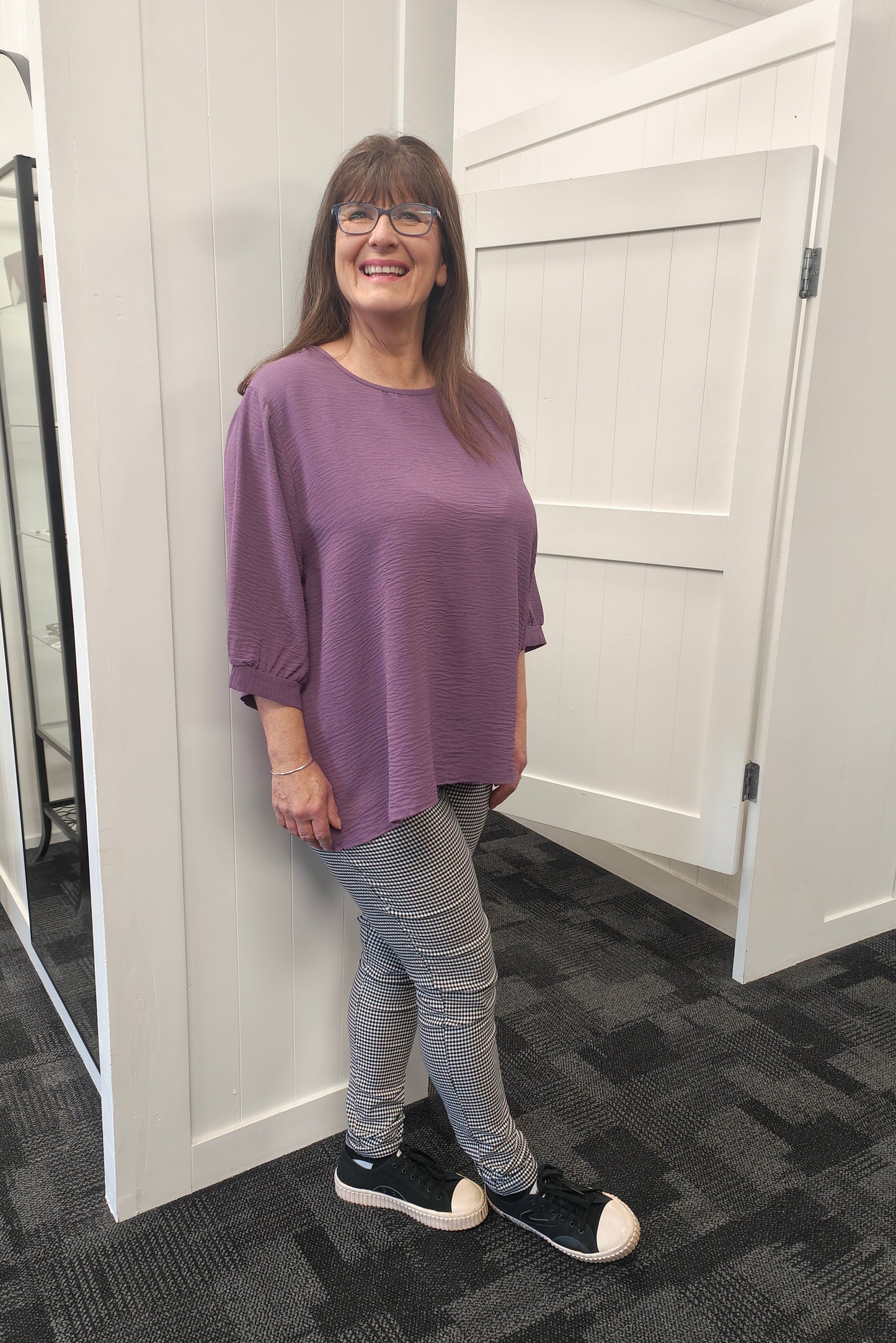Plain Draped Izzy Top - Grape