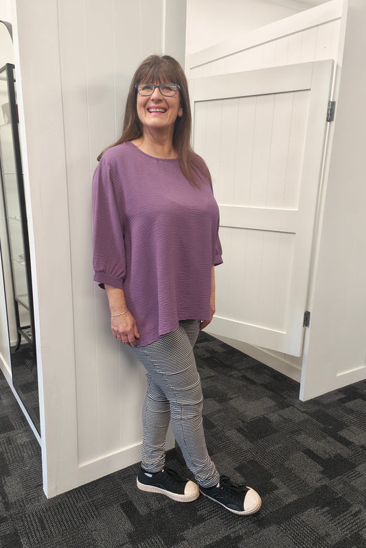Plain Draped Izzy Top - Grape