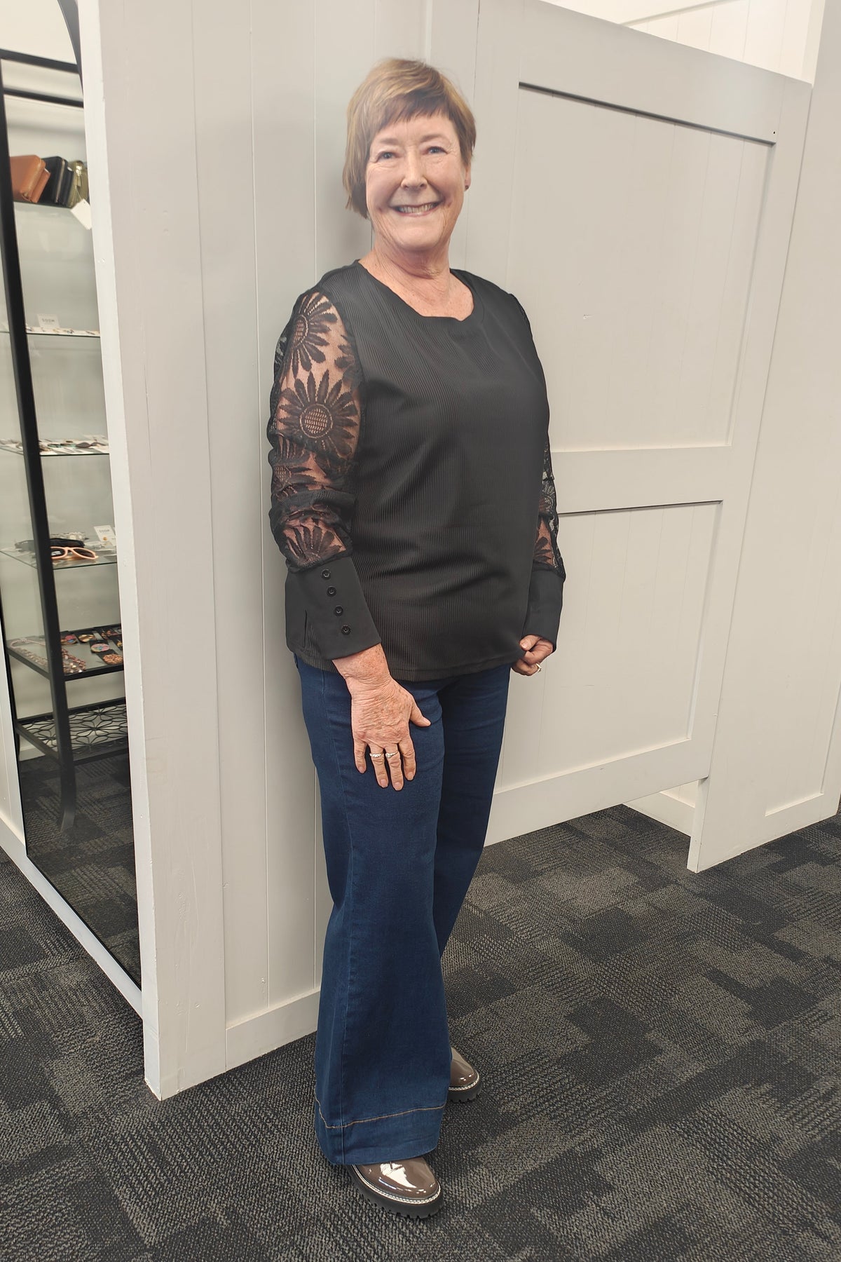 Black - Lace Sleeve Aurelia Top