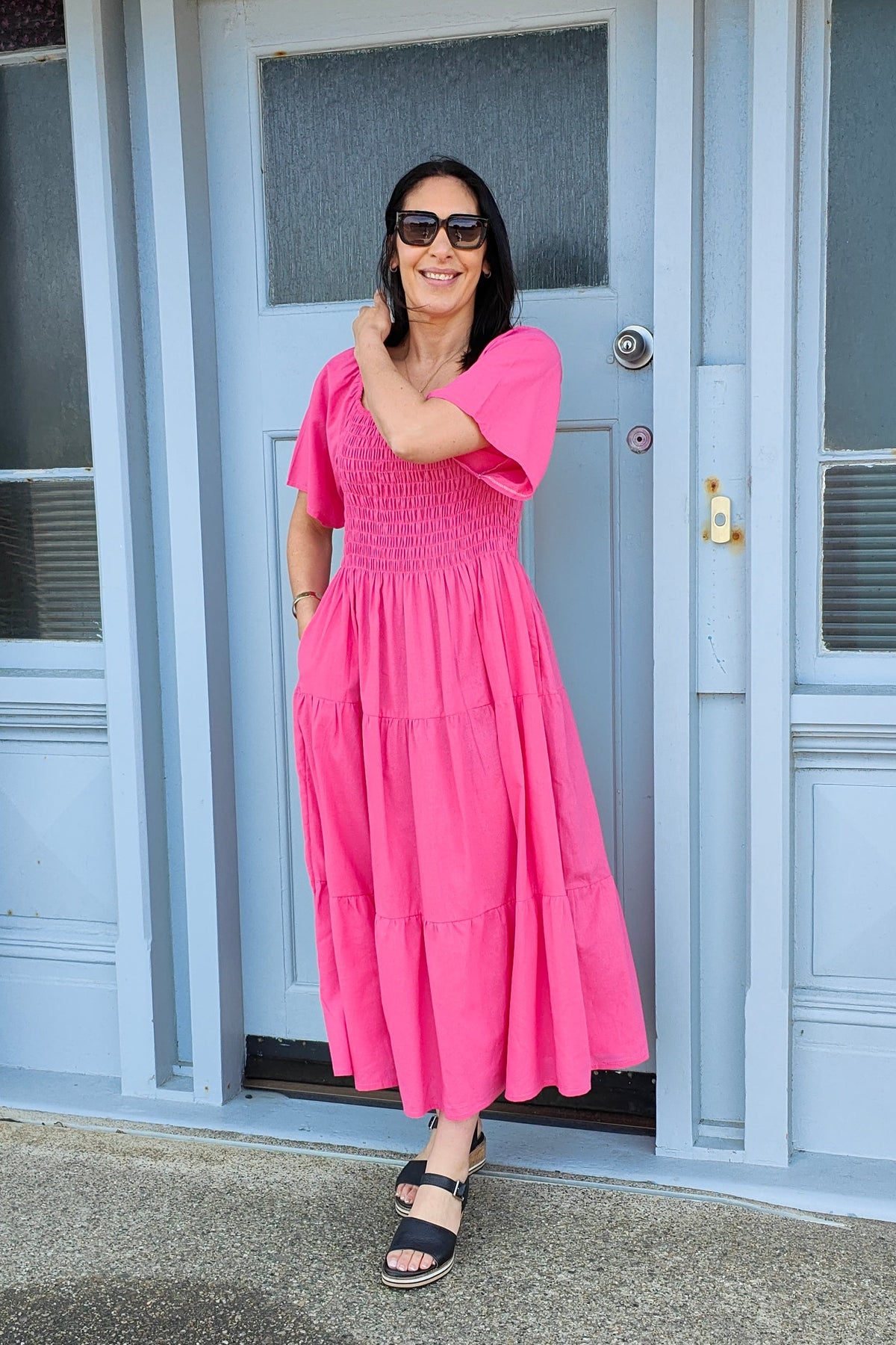 Shirred Bust Soph Maxi -  Hot Pink