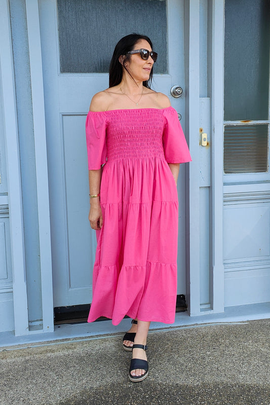 Shirred Bust Soph Maxi -  Hot Pink