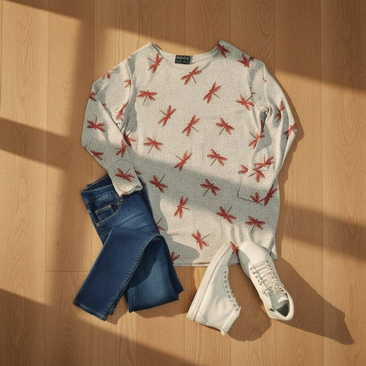 Acrylic Jersey -Dragonfly Grey/Red