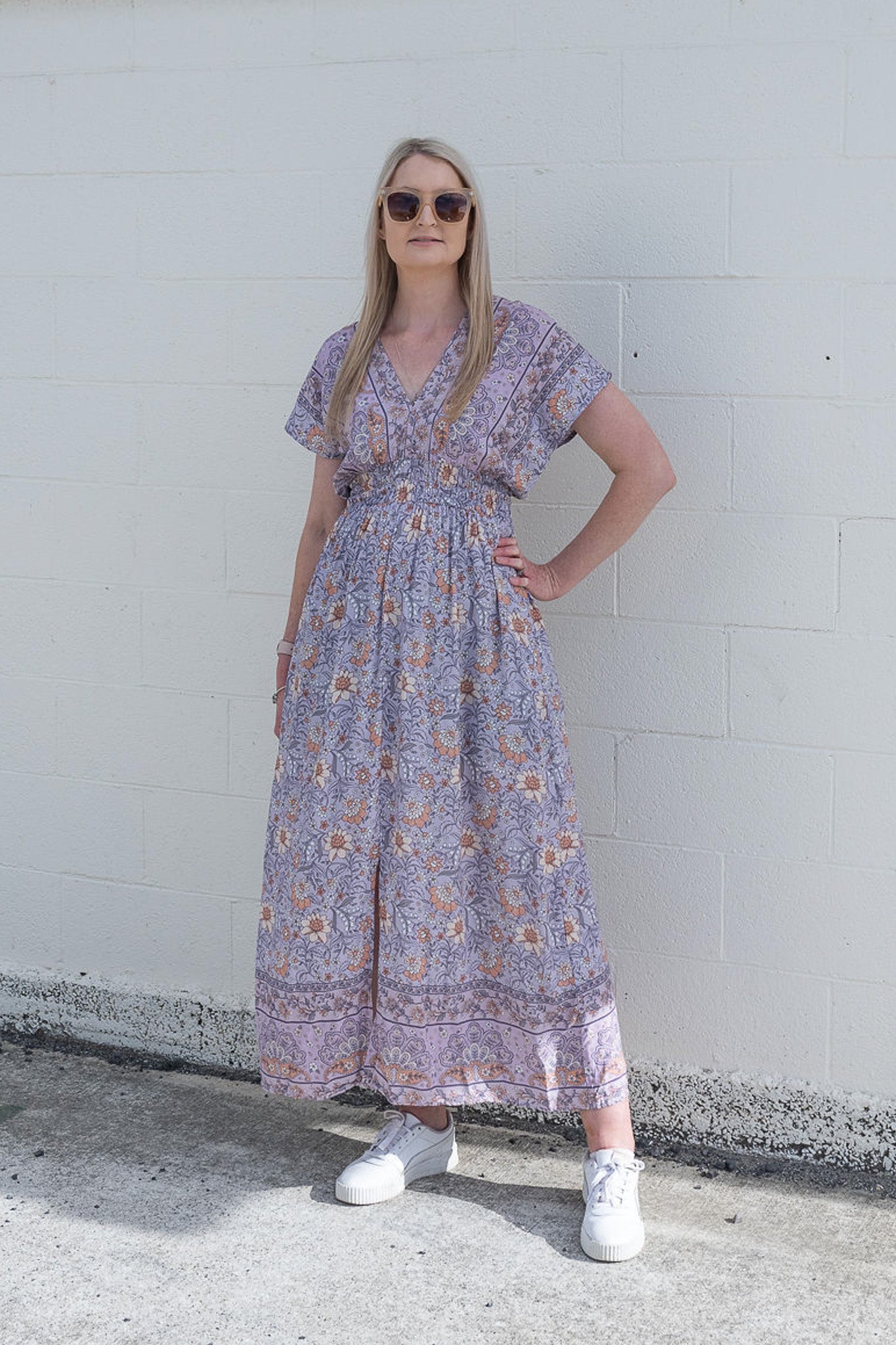 Lavender Floral - Boho Malia Maxi Dress