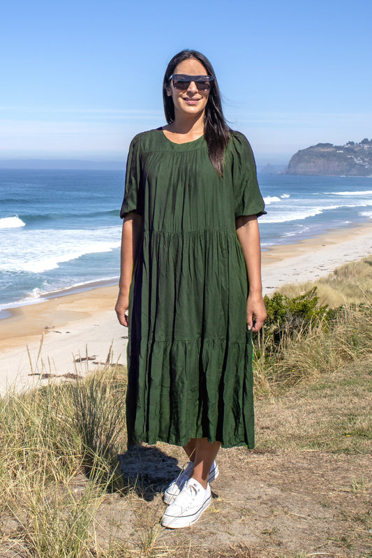 Loose Cicely Smock  Dress - Army Green