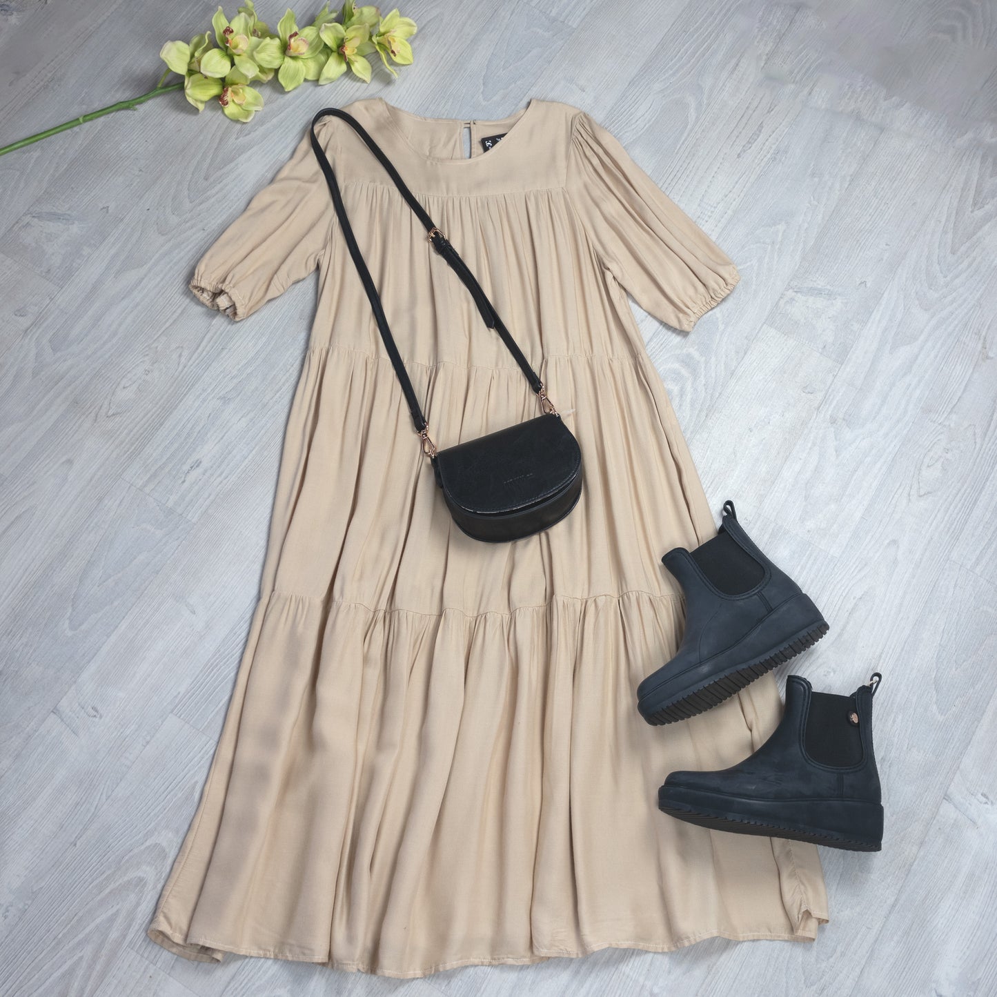 Loose Cicely Smock Dress - Pearl