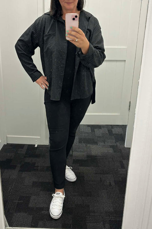 Pinstripe Shirt - Black