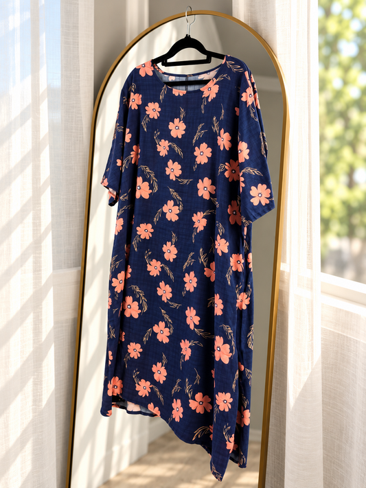 Midnight Coral - Curvier Smock Dress